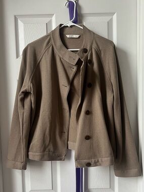 Old Navy Taupe Button-Front Pea Coat